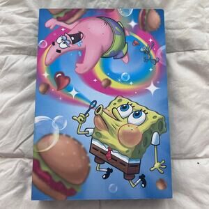 Spongebob Squarepants Burgers and Rainbows 7 x 10 1/4 Wood Wall Art Decor